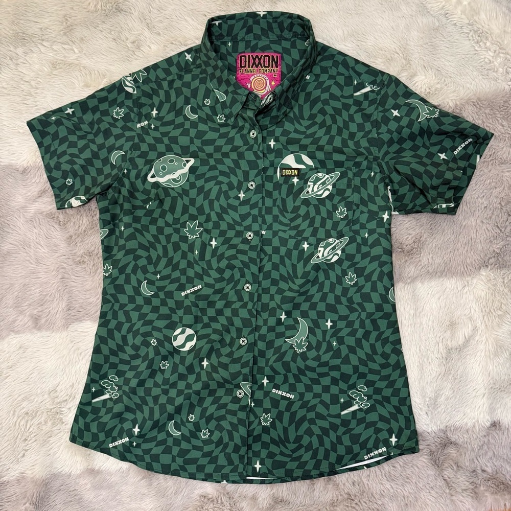 New Women’s Button Down Party Shirt Celestial Cosmos Design | Hippie apparel 420 - Picture 5 of 7
